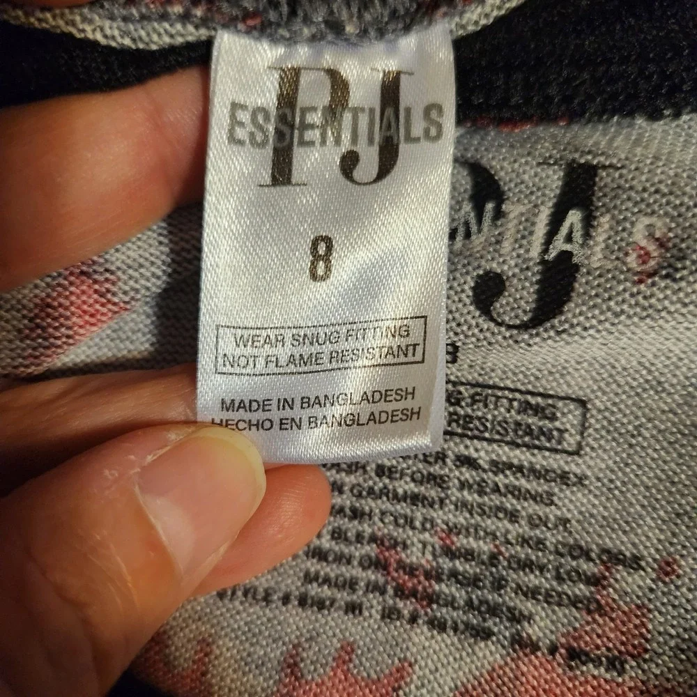 PJ Essentials Pajama Set Girls Size 8 Super Soft Black Gray Red Moose Bear Trees